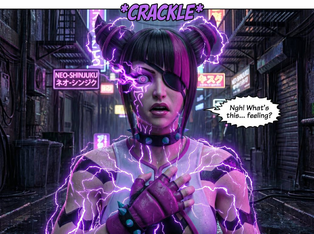 Juri-Han from SF Part 1, page 3 — AI female muscle growth comic