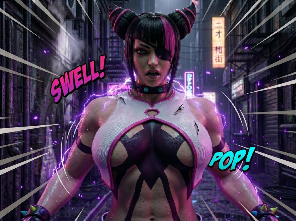 Juri-Han from SF Part 1, page 4 — AI female muscle growth comic