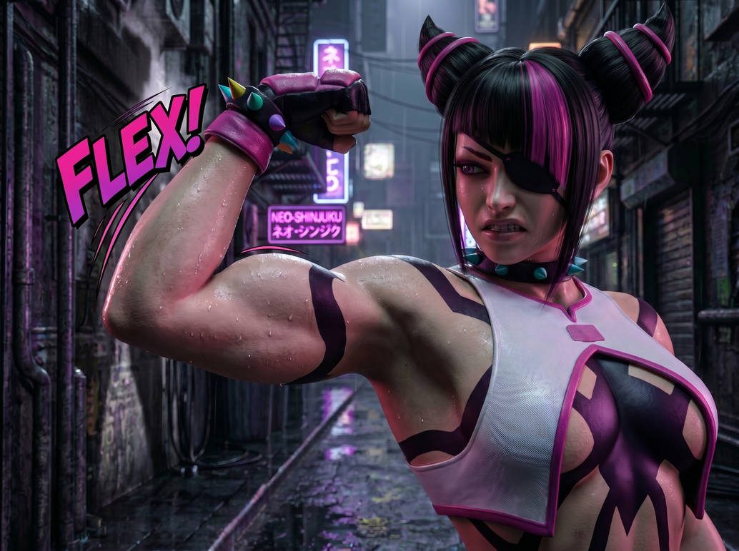 Juri-Han from SF Part 1, page 5 — AI female muscle growth comic
