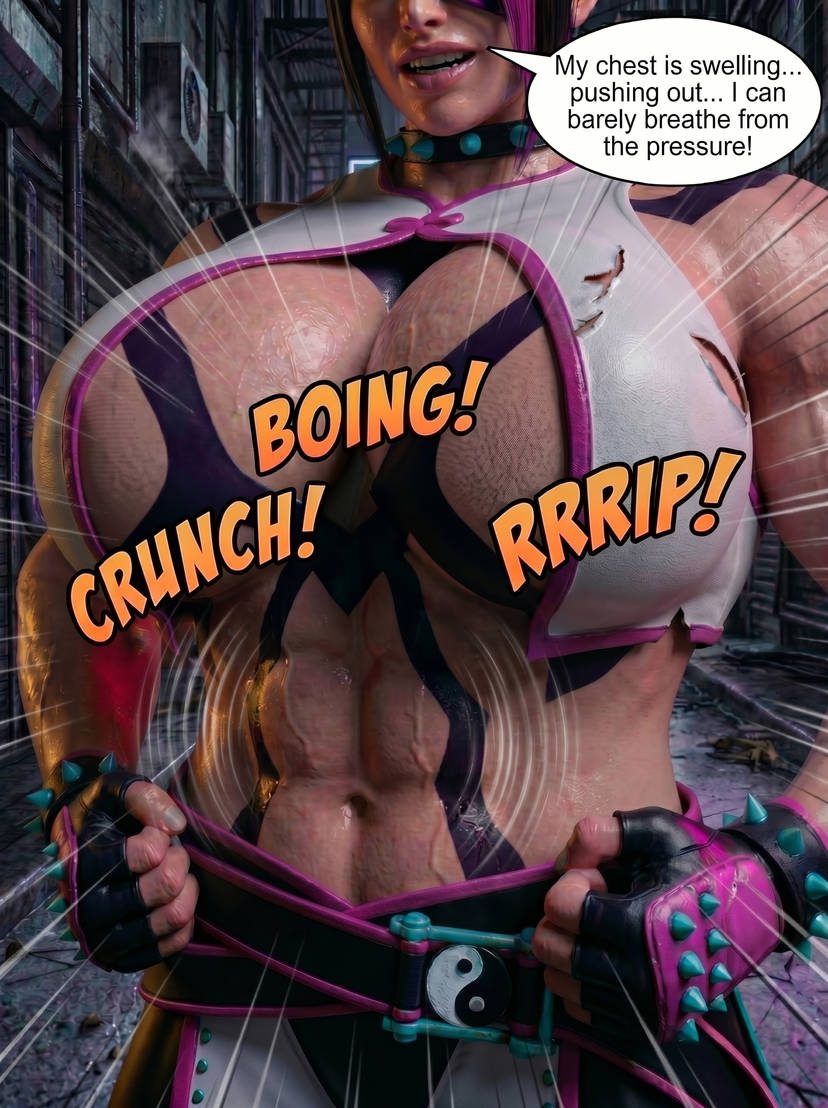 Juri-Han from SF Part 1, page 7 — AI female muscle growth comic