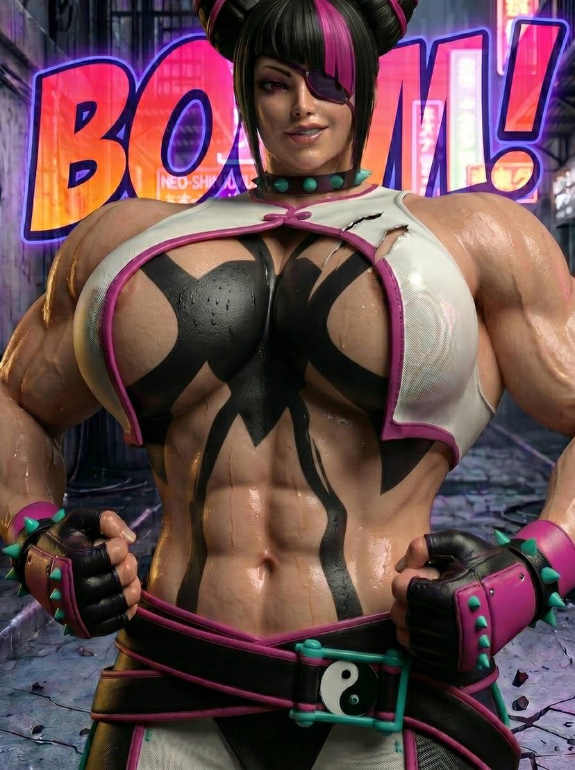 Juri-Han from SF Part 1, page 10 — AI female muscle growth comic