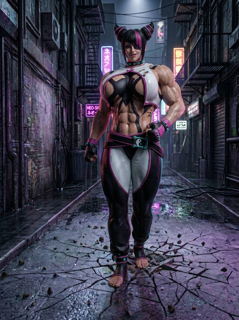 Juri-Han from SF Part 1, page 11 — AI female muscle growth comic