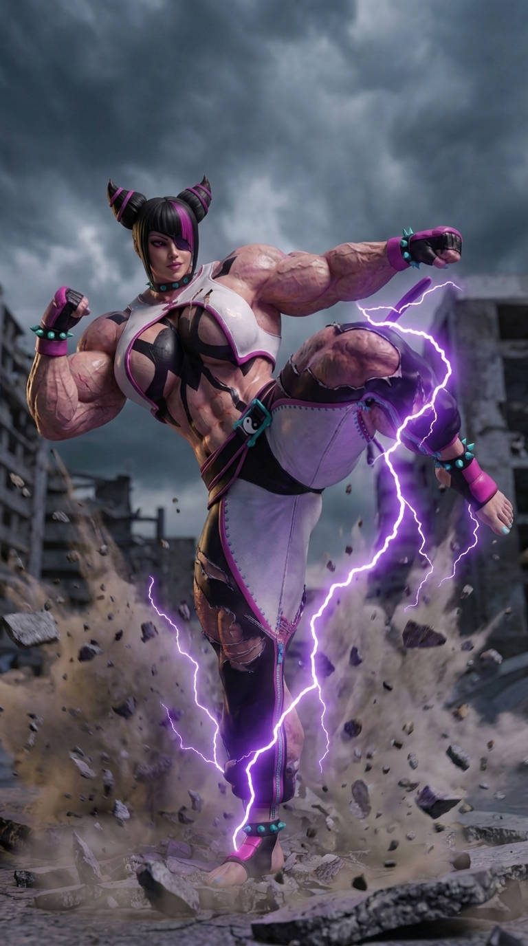 Juri-Han from SF Part 1, page 19 — AI female muscle growth comic