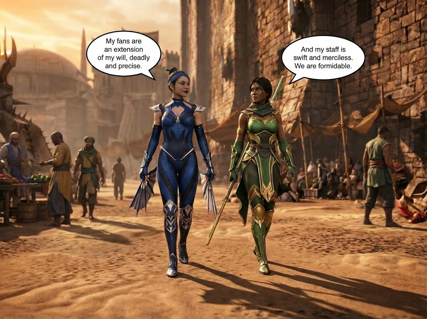 Kitana Khan Part 1, page 2 — AI female muscle growth comic