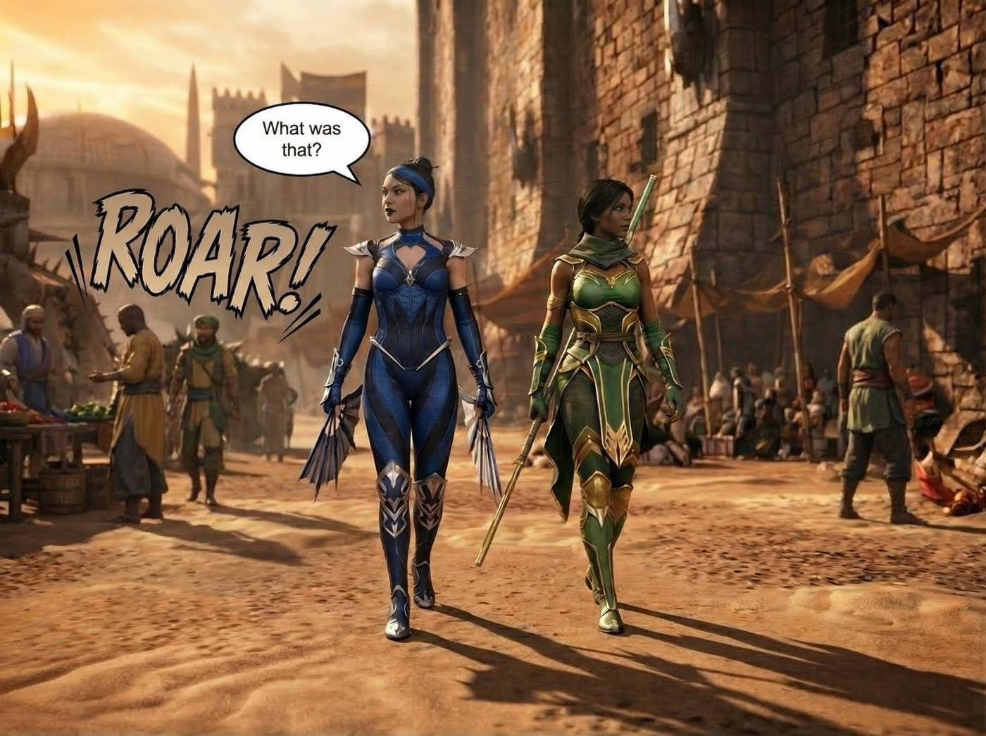 Kitana Khan Part 1, page 3 — AI female muscle growth comic