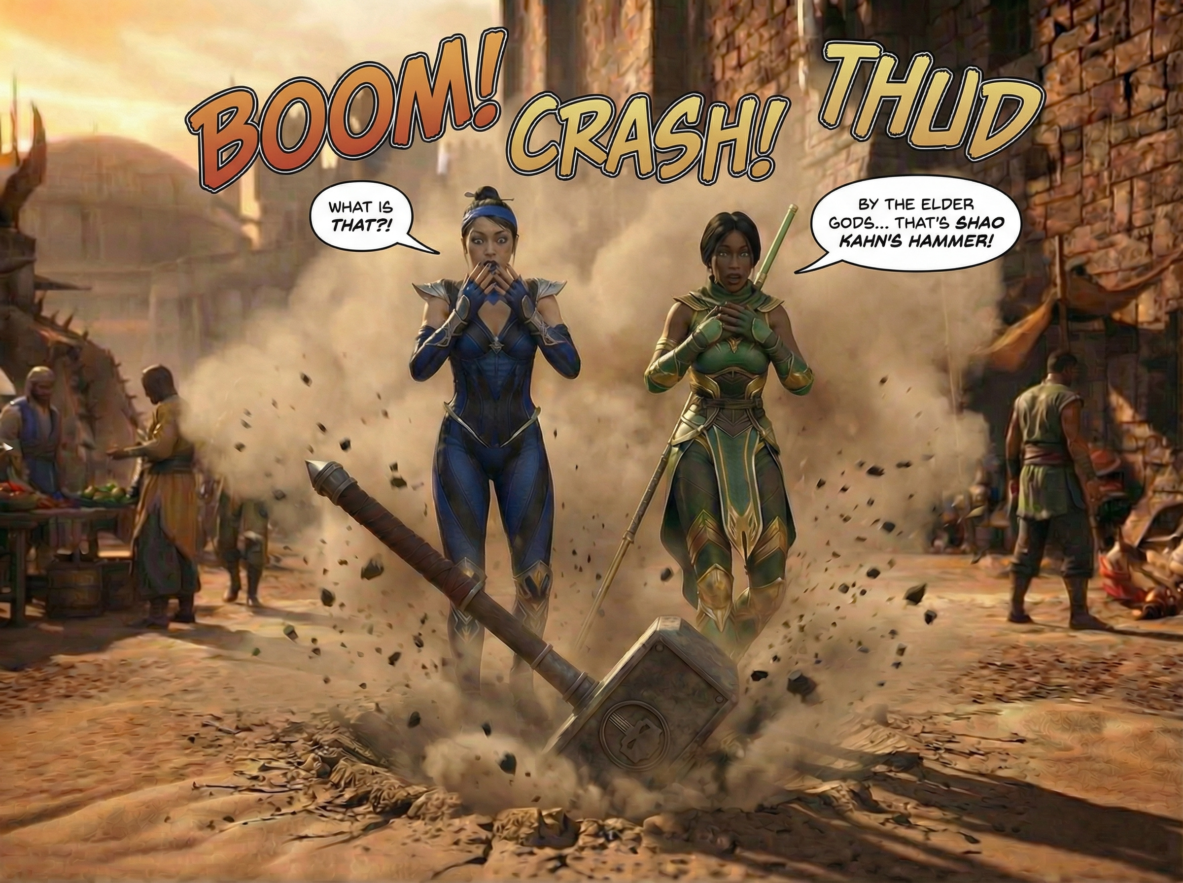 Kitana Khan Part 1, page 8 — AI female muscle growth comic