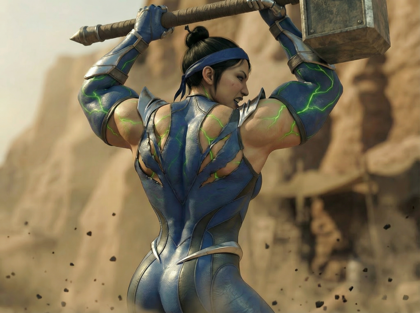 Kitana Khan Part 1, page 15 — AI female muscle growth comic