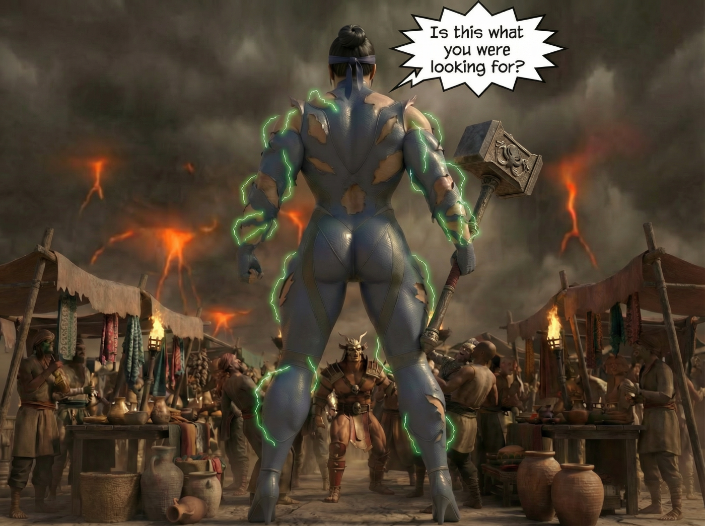 Kitana Khan Part 1, page 25 — AI female muscle growth comic