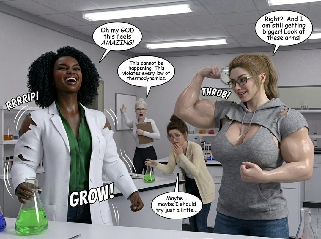Lab Rats Part 1, page 8 — AI muscle growth comic