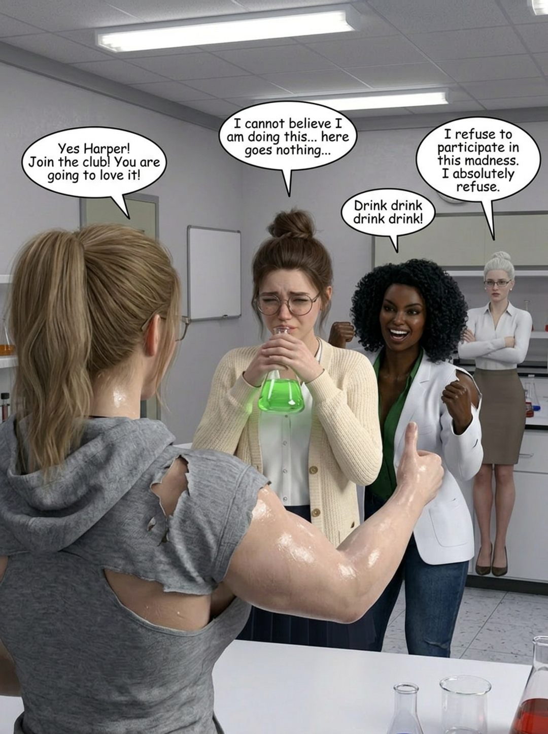 Lab Rats Part 1, page 9 — AI muscle growth comic