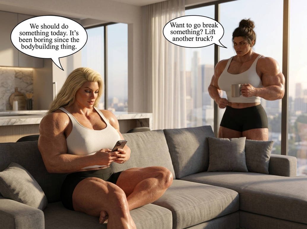 Lana and Lacey Part 1, page 2 — AI female muscle growth comic
