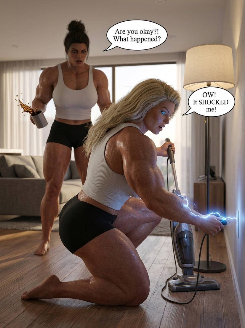 Lana and Lacey Part 1, page 3 — AI female muscle growth comic