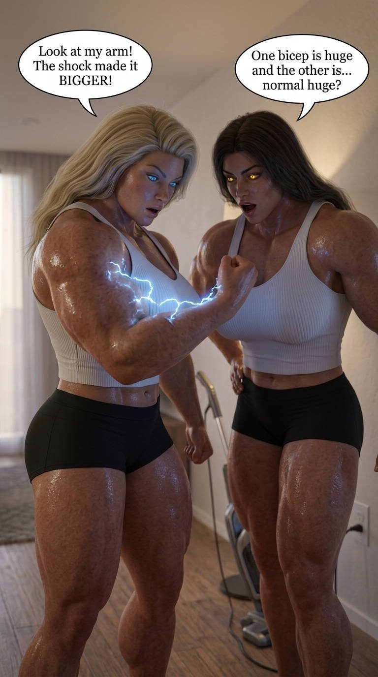 Lana and Lacey Part 1, page 4 — AI female muscle growth comic