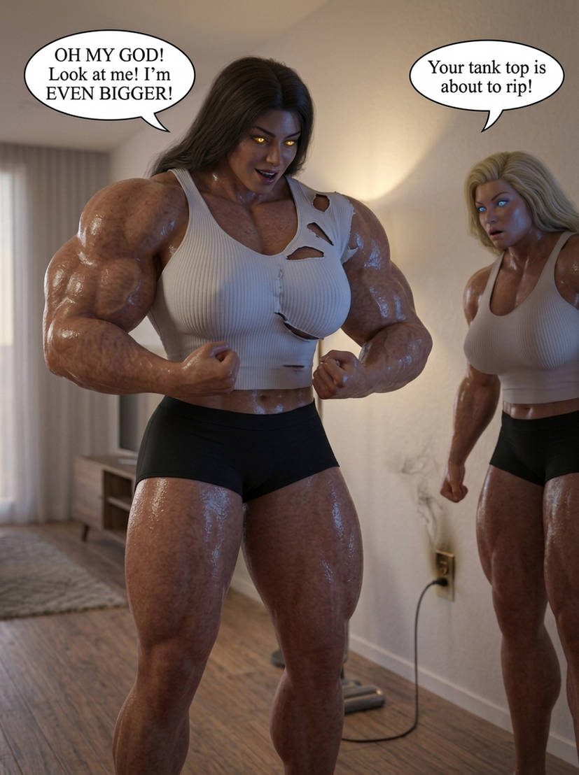 Lana and Lacey Part 1, page 5 — AI female muscle growth comic
