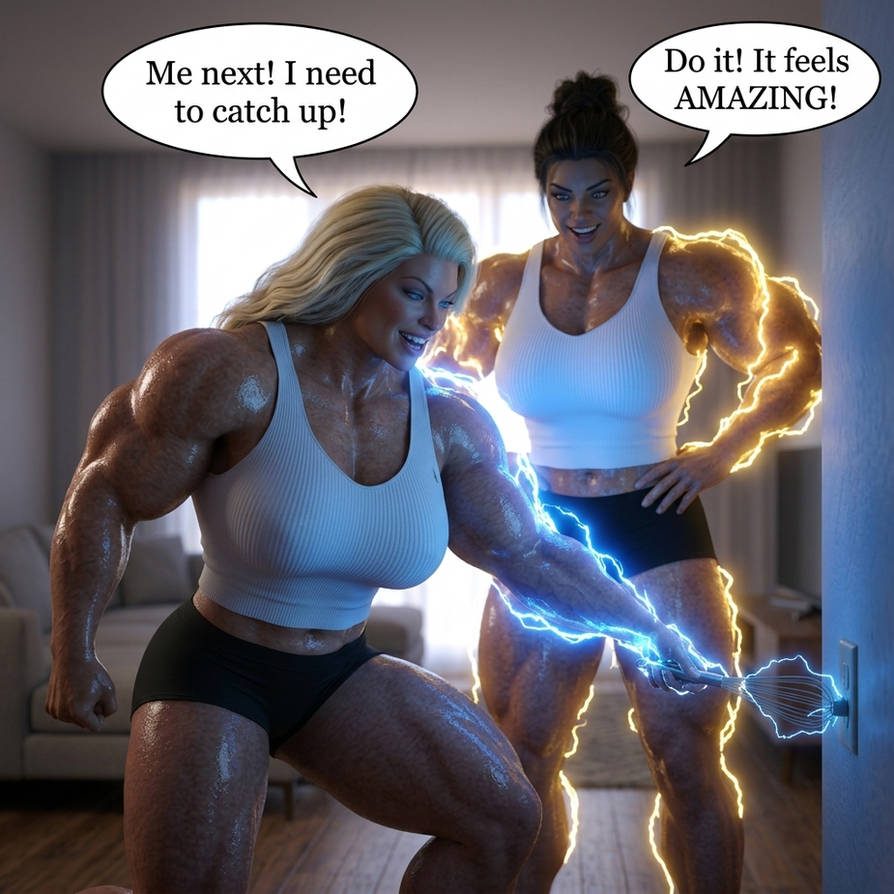 Lana and Lacey Part 1, page 7 — AI female muscle growth comic