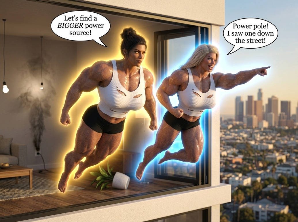 Lana and Lacey Part 1, page 10 — AI female muscle growth comic