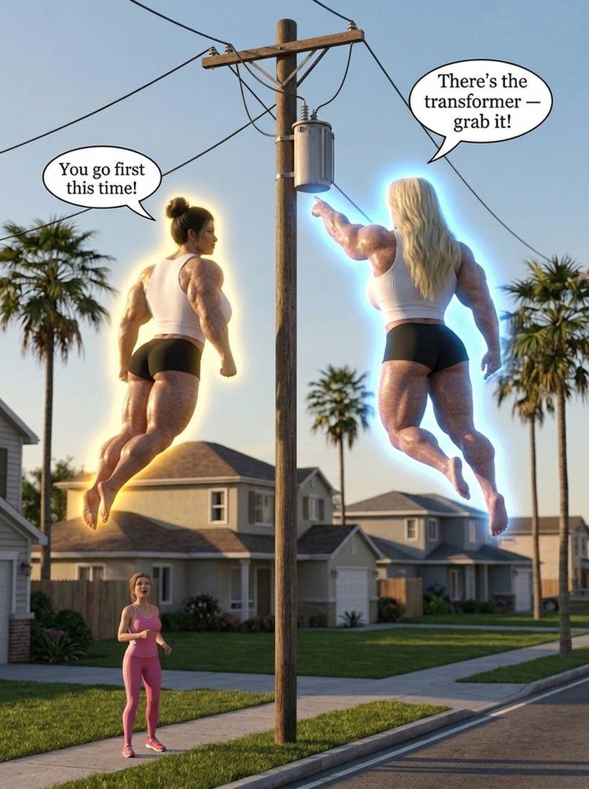 Lana and Lacey Part 1, page 11 — AI female muscle growth comic