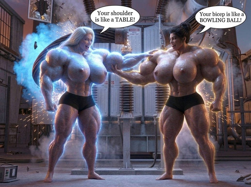 Lana and Lacey Part 2, page 9 — AI female muscle growth comic