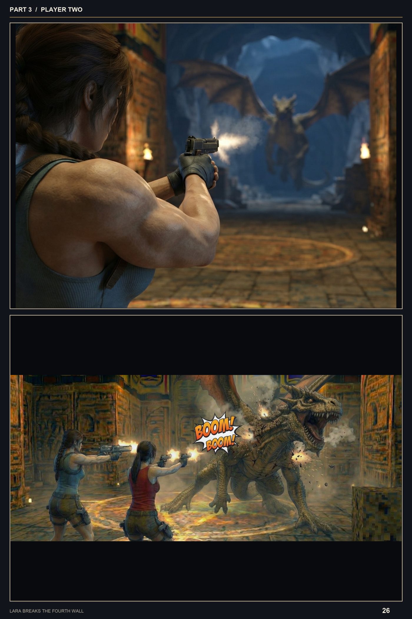 Lara Breaks the 4th Wall — Remastered Edition Player Two, page 2 — AI female muscle growth comic