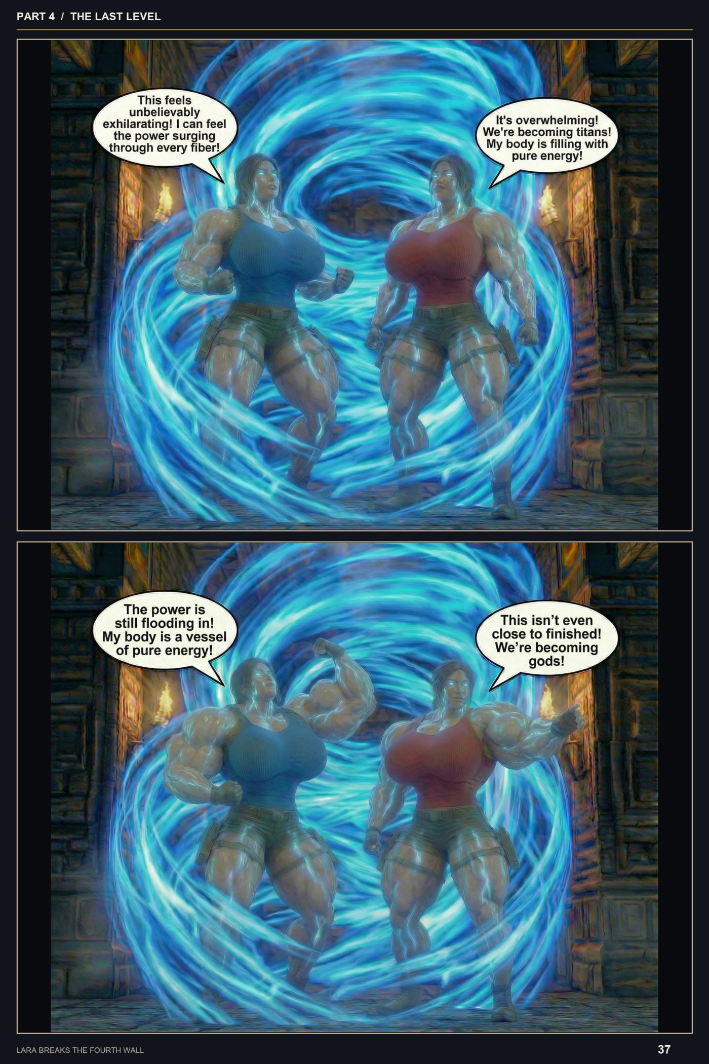 Lara Breaks the 4th Wall — Remastered Edition The Last Level, page 2 — AI female muscle growth comic