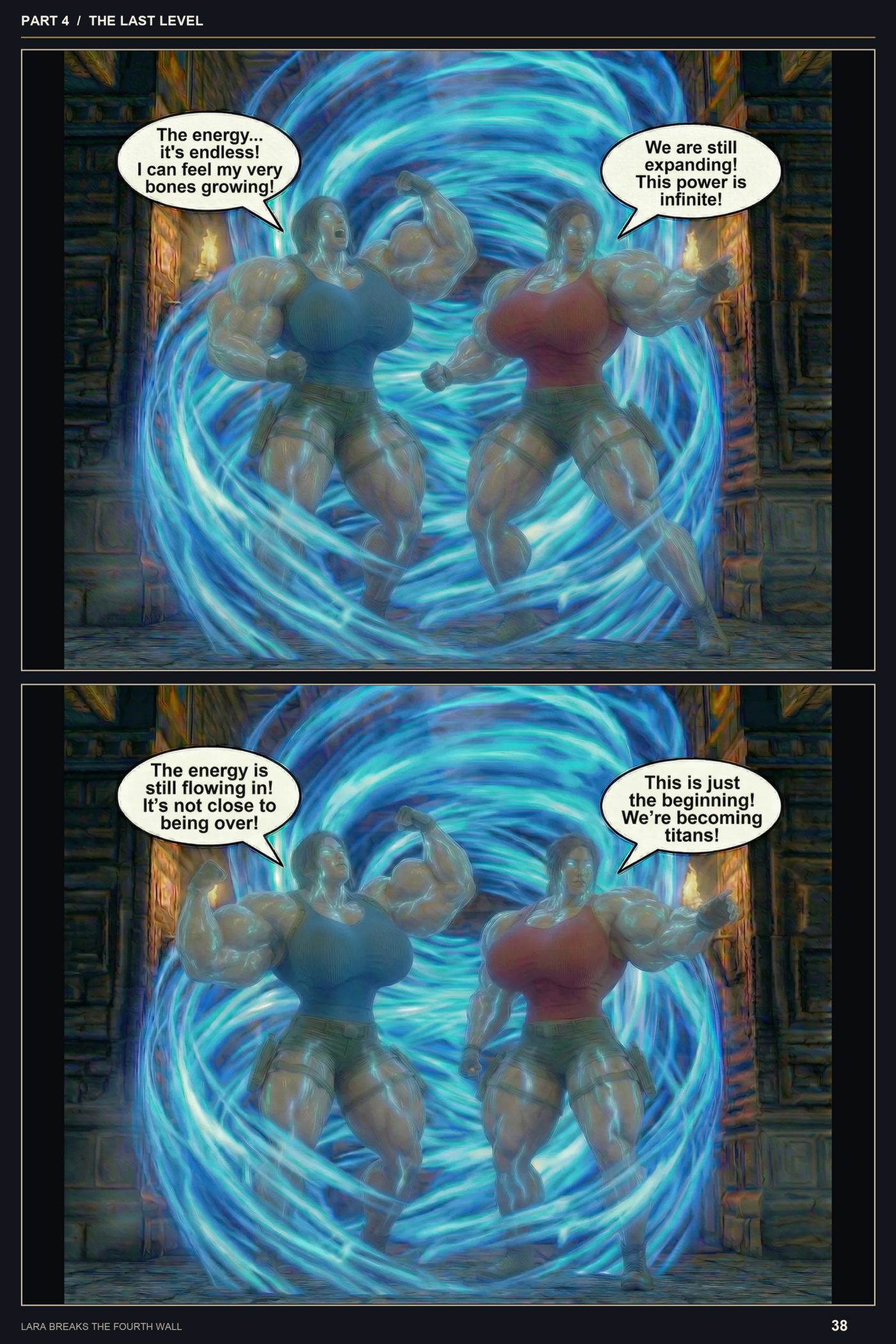 Lara Breaks the 4th Wall — Remastered Edition The Last Level, page 3 — AI female muscle growth comic
