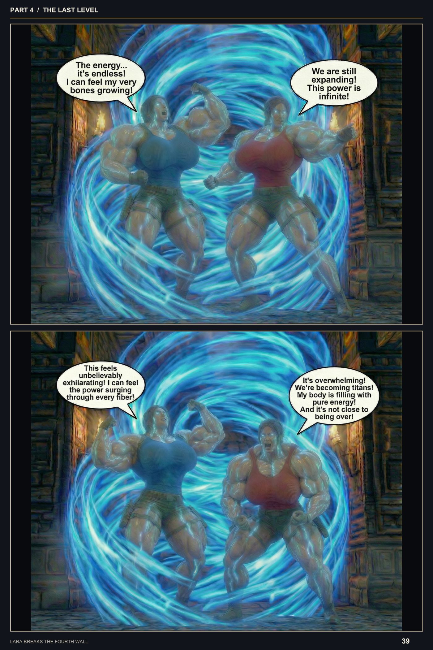 Lara Breaks the 4th Wall — Remastered Edition The Last Level, page 4 — AI female muscle growth comic