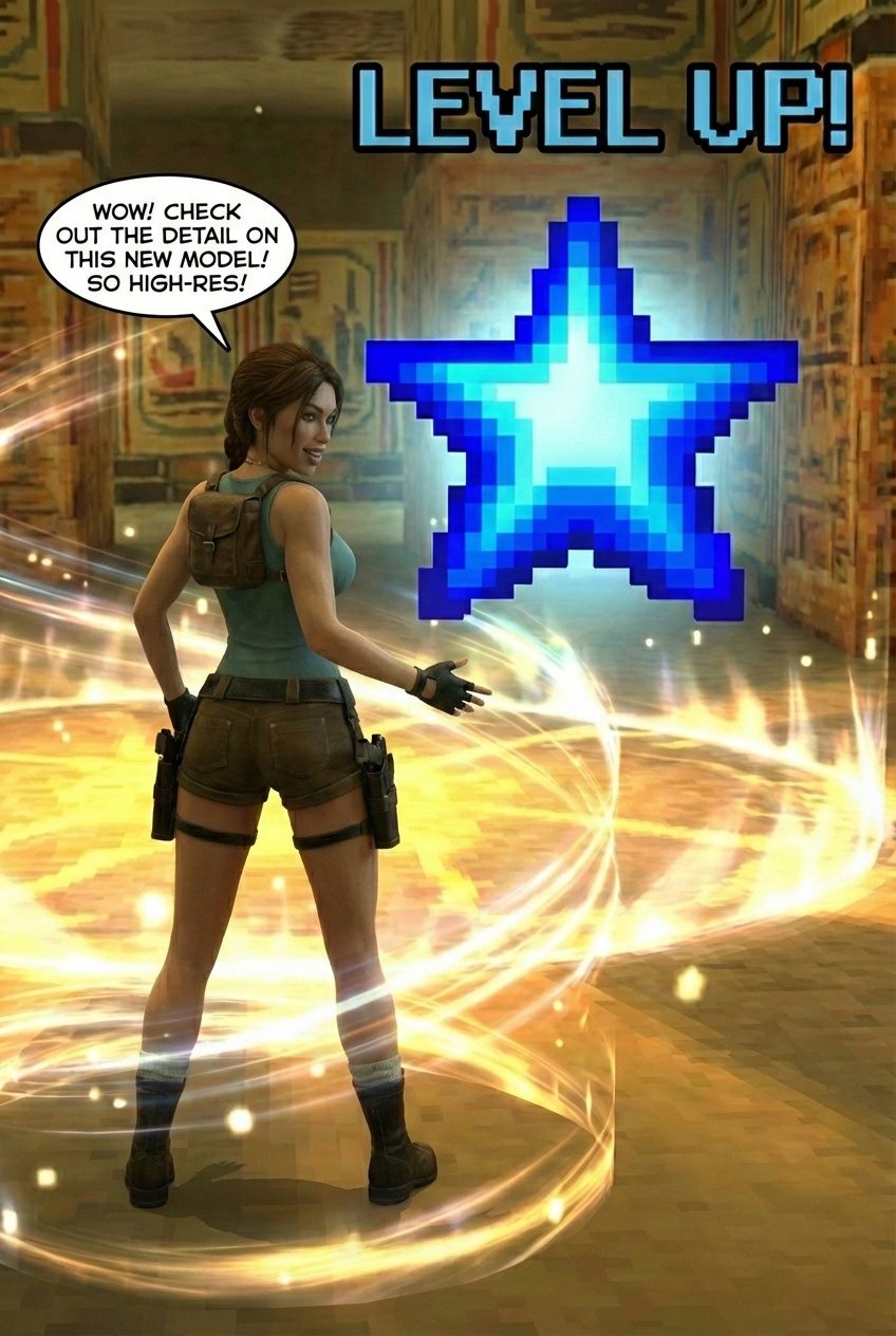 Lara Breaks the 4th Wall Part 1, page 6 — AI female muscle growth comic