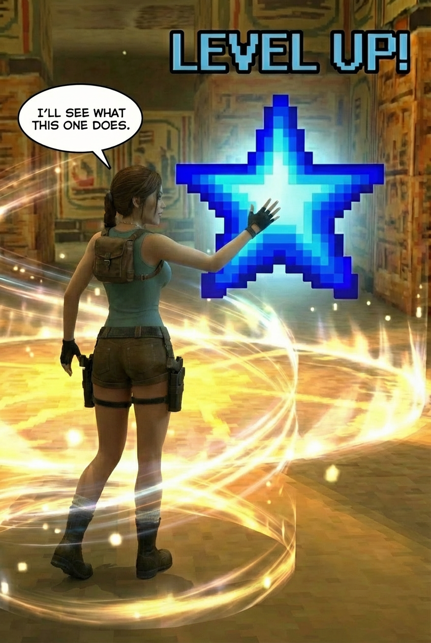 Lara Breaks the 4th Wall Part 1, page 7 — AI female muscle growth comic