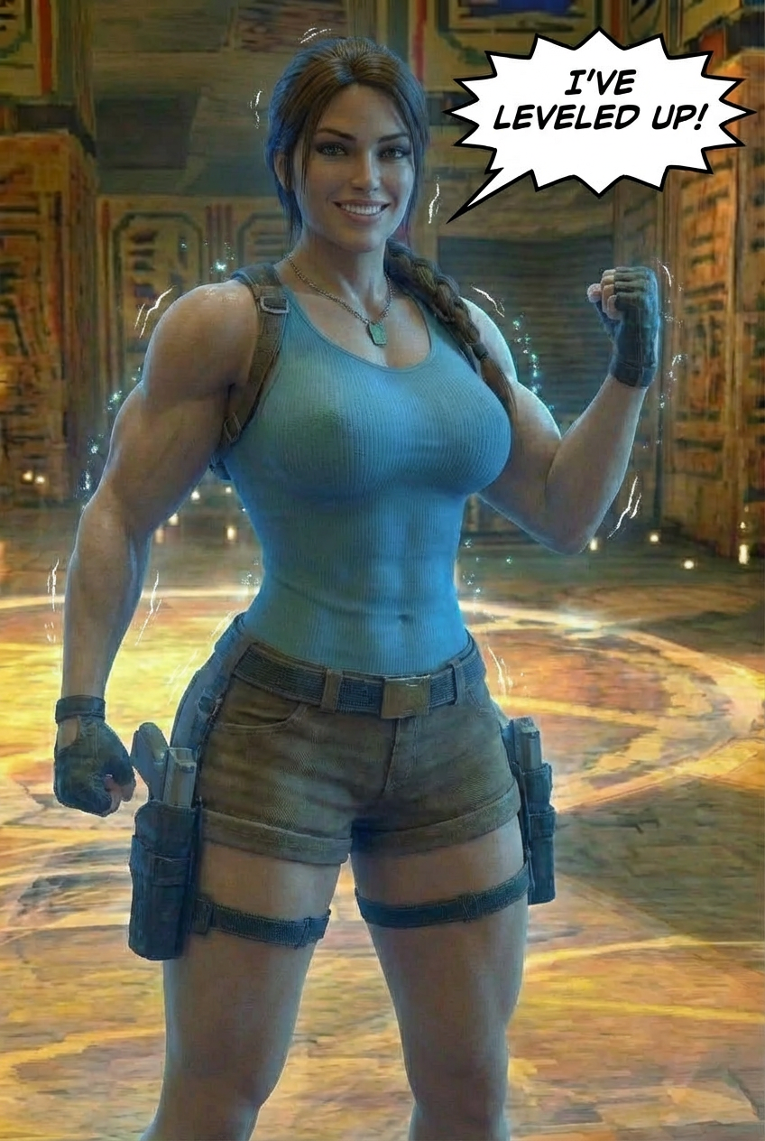 Lara Breaks the 4th Wall Part 1, page 10 — AI female muscle growth comic