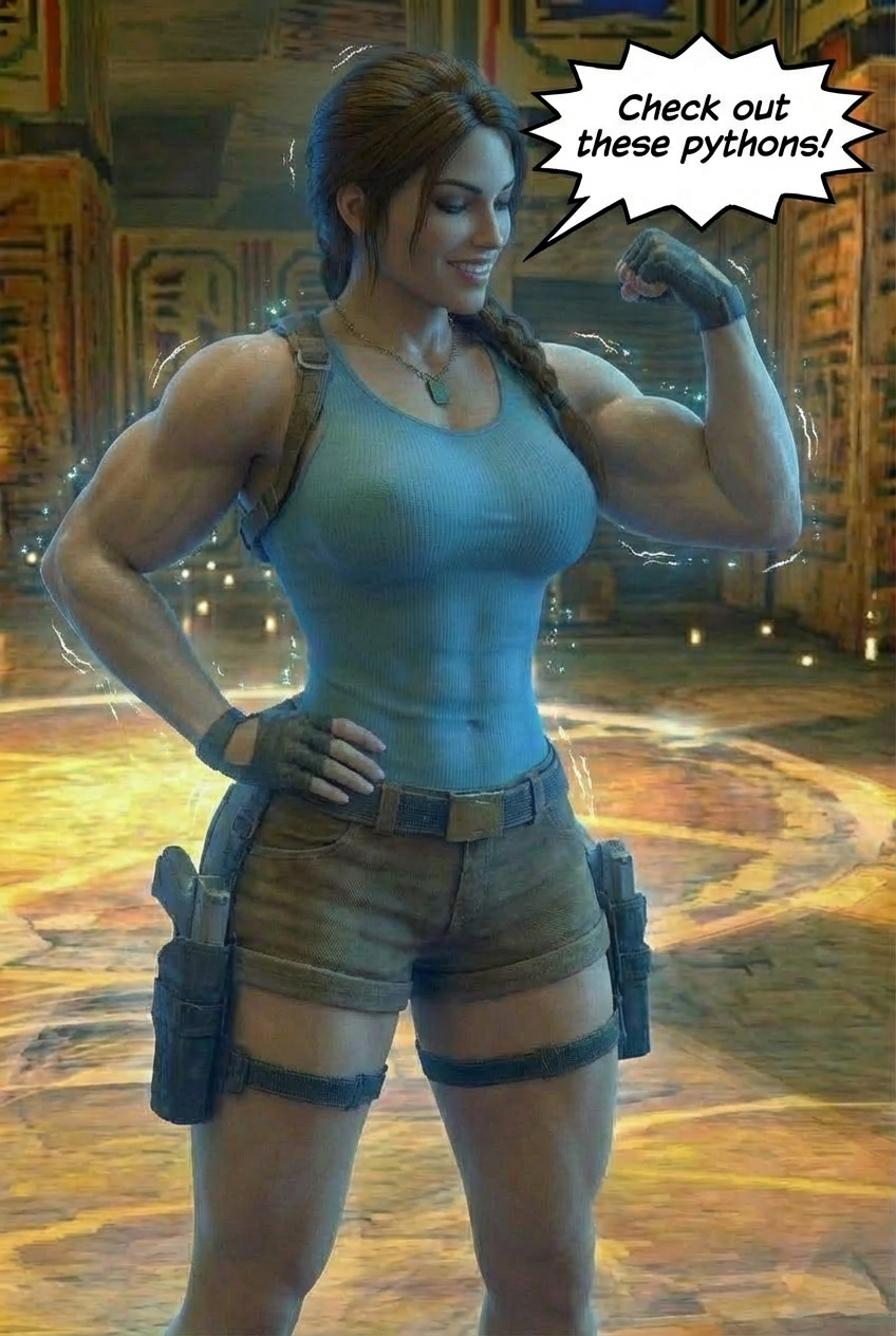 Lara Breaks the 4th Wall Part 1, page 13 — AI female muscle growth comic
