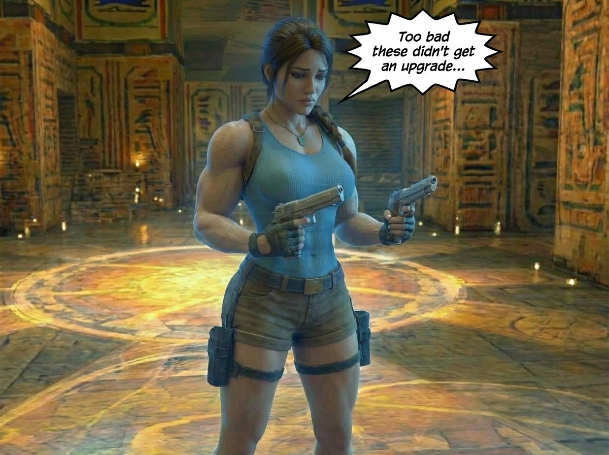 Lara Breaks the 4th Wall Part 1, page 14 — AI female muscle growth comic