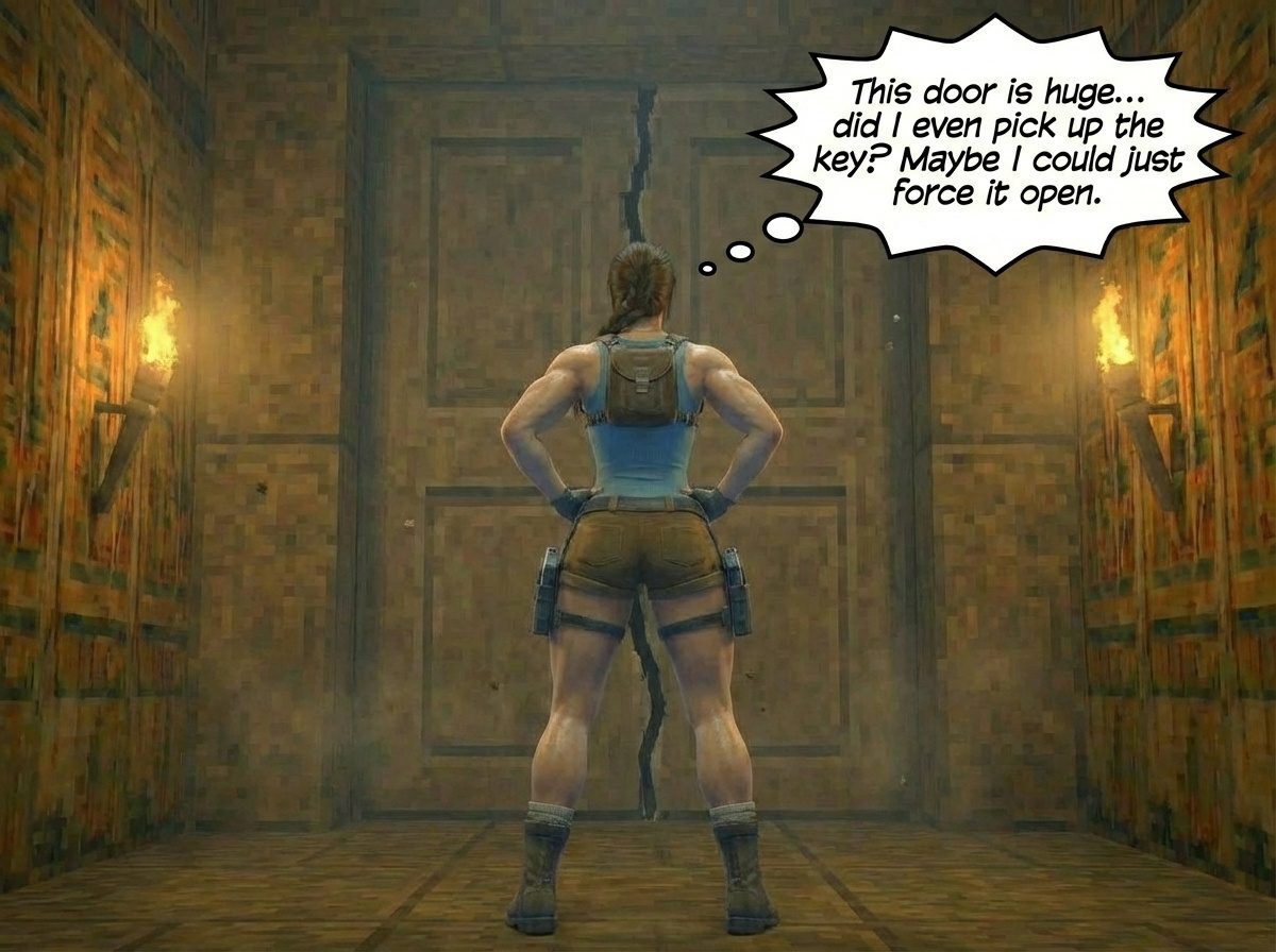 Lara Breaks the 4th Wall Part 2, page 11 — AI female muscle growth comic