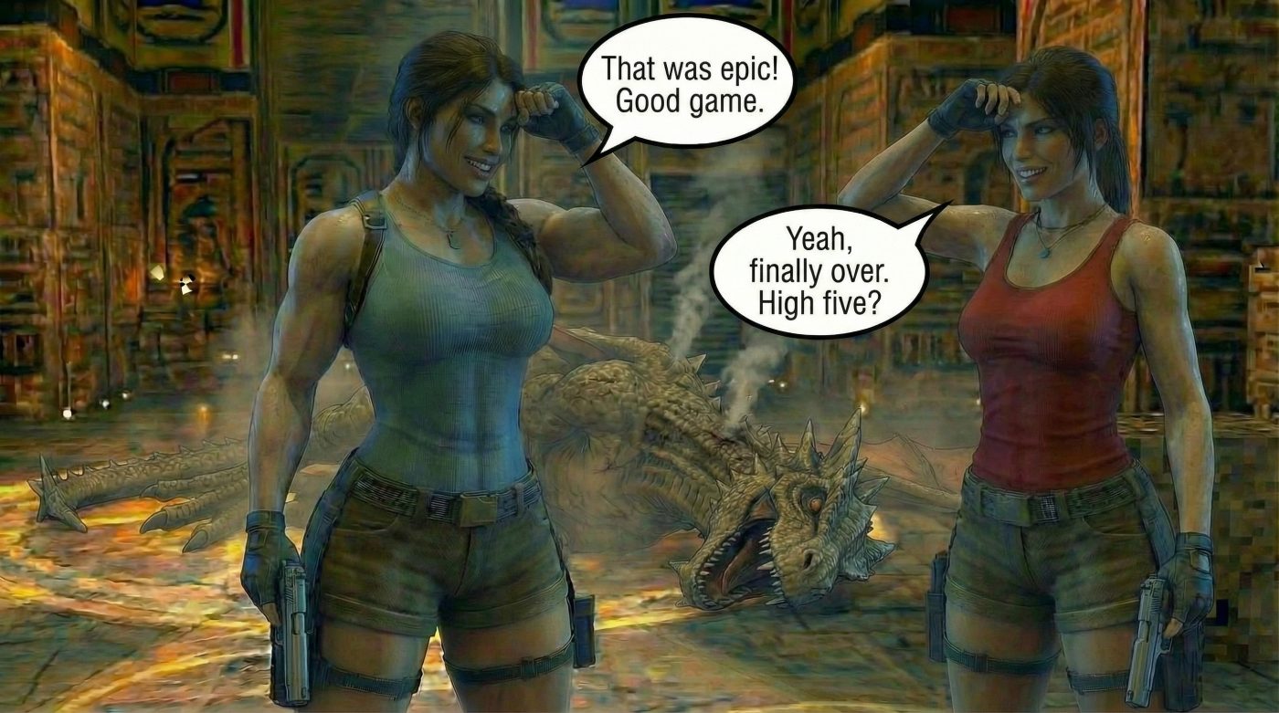 Lara Breaks the 4th Wall Part 3, page 6 — AI female muscle growth comic