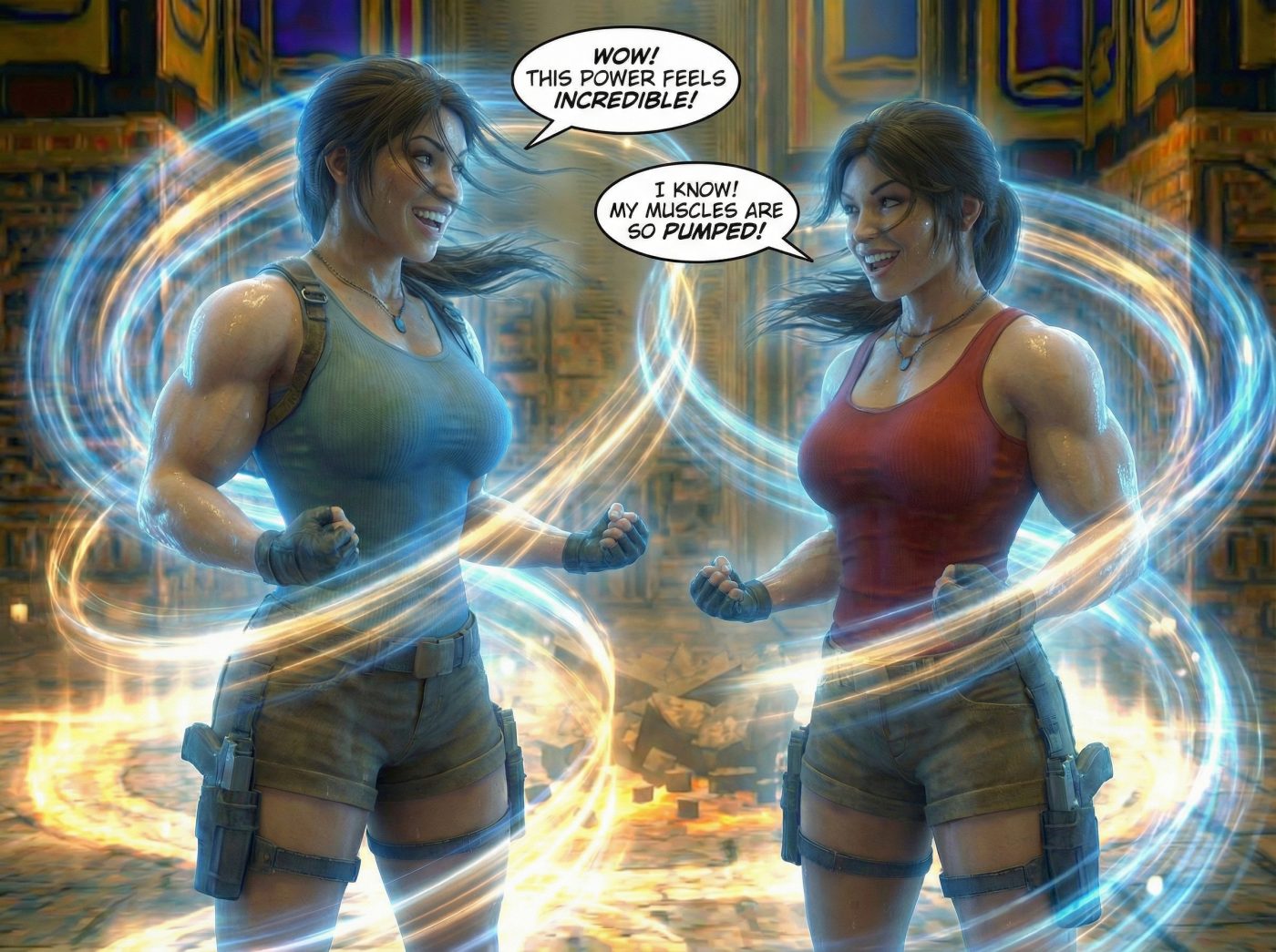 Lara Breaks the 4th Wall Part 3, page 10 — AI female muscle growth comic