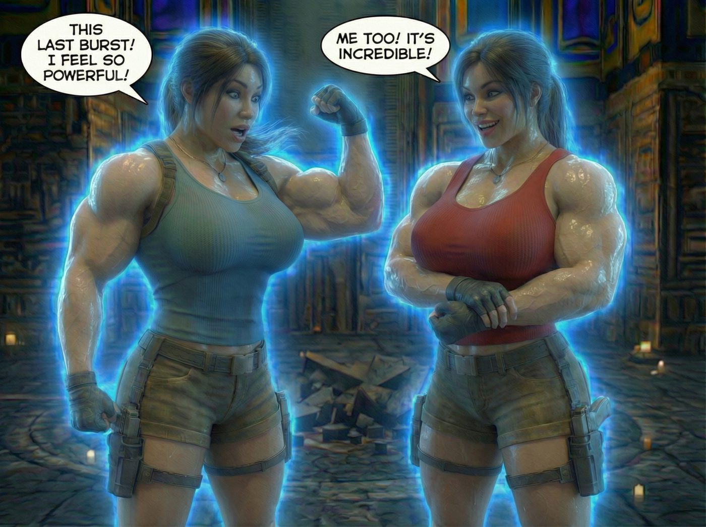 Lara Breaks the 4th Wall Part 3, page 13 — AI female muscle growth comic