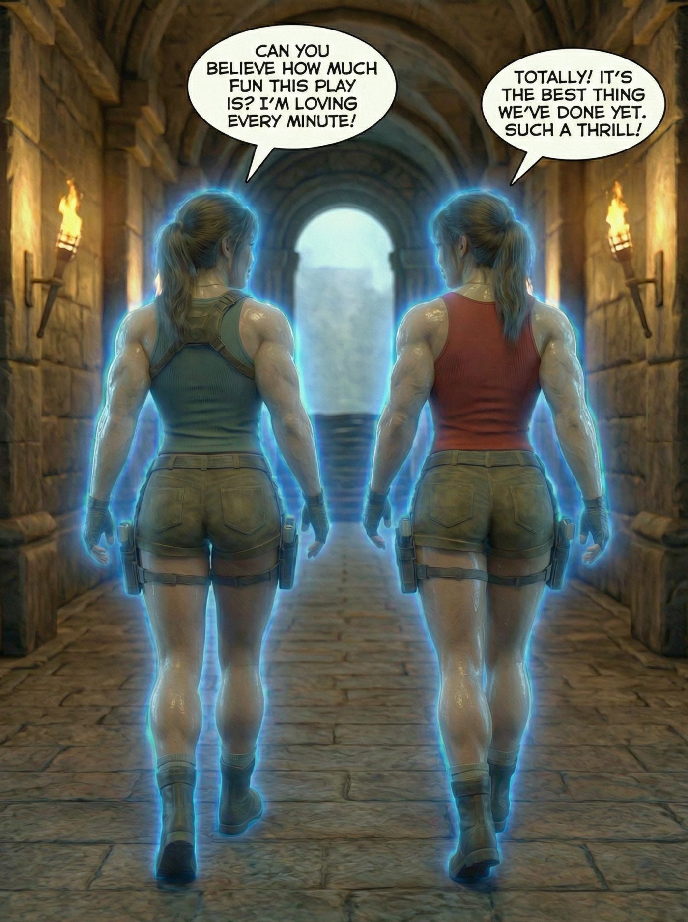 Lara Breaks the 4th Wall Part 3, page 14 — AI female muscle growth comic
