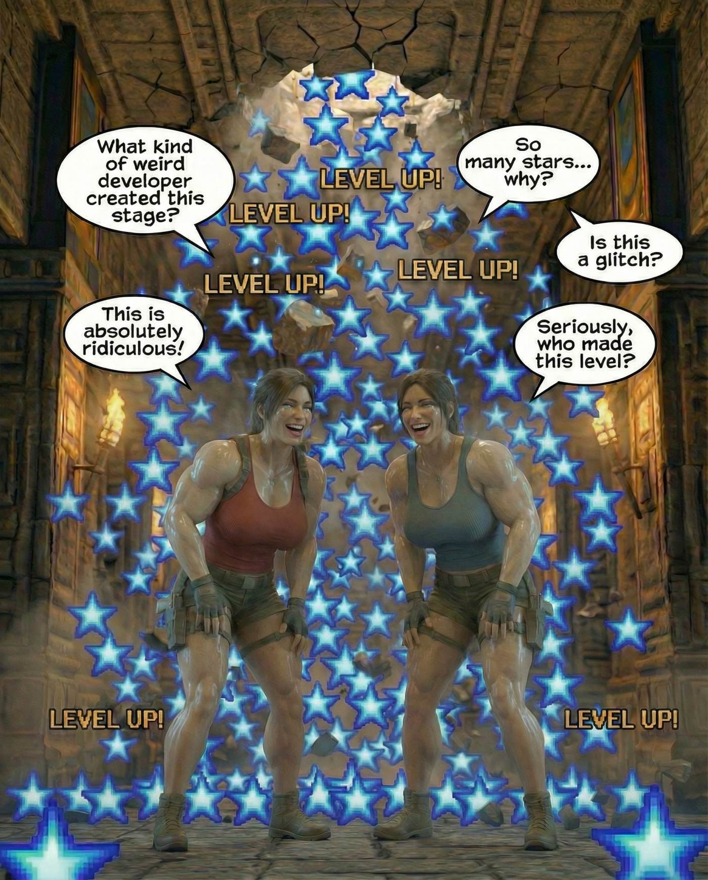 Lara Breaks the 4th Wall Part 3, page 18 — AI female muscle growth comic