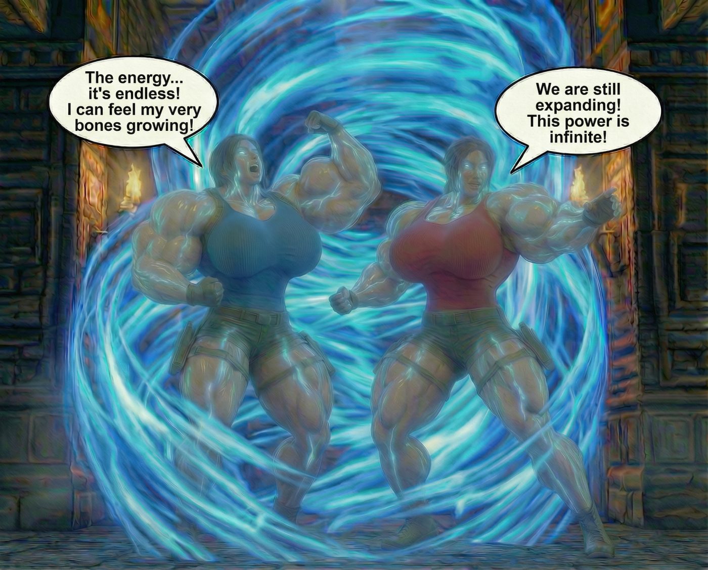 Lara Breaks the 4th Wall Part 4, page 5 — AI female muscle growth comic