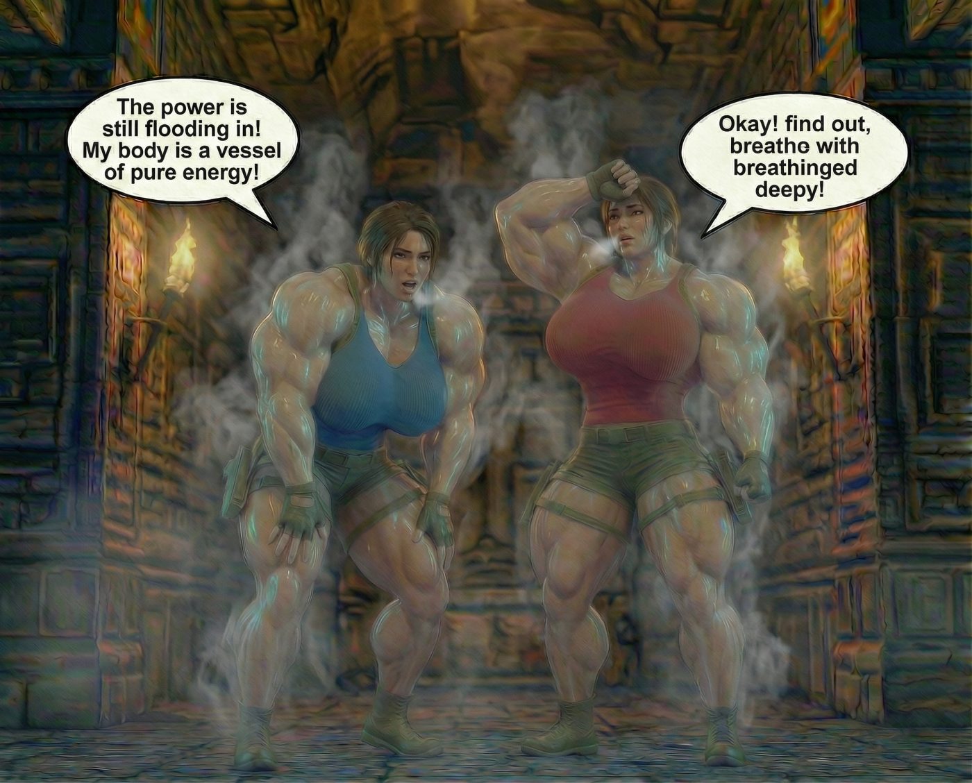 Lara Breaks the 4th Wall Part 4, page 9 — AI female muscle growth comic