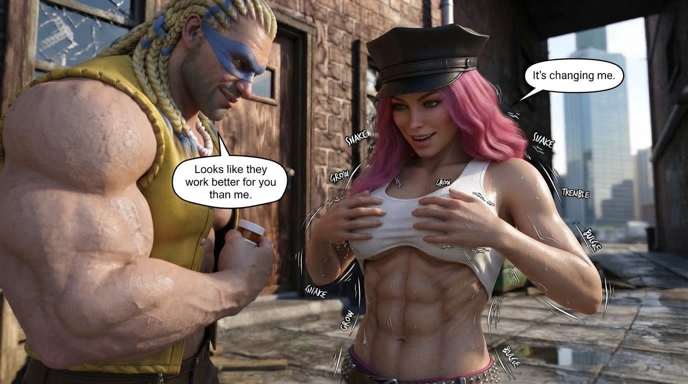MAD GEAR The Pills, page 5 — AI female muscle growth comic