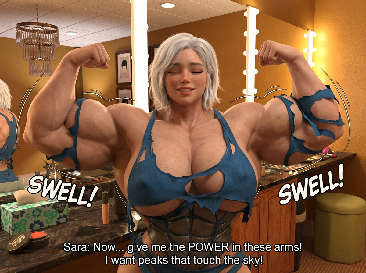 Method Transformation Part 1, page 9 — AI female muscle growth comic