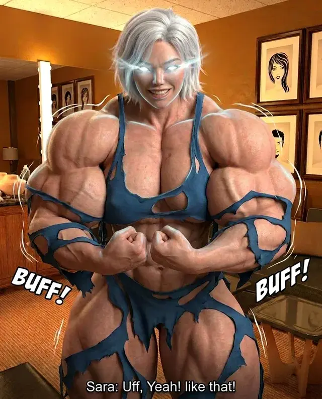 Method Transformation Part 1, page 10 — AI female muscle growth comic