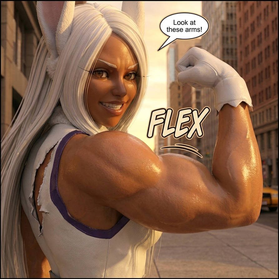 Mirko's Mega Quirk! Part 1, page 4 — AI female muscle growth comic