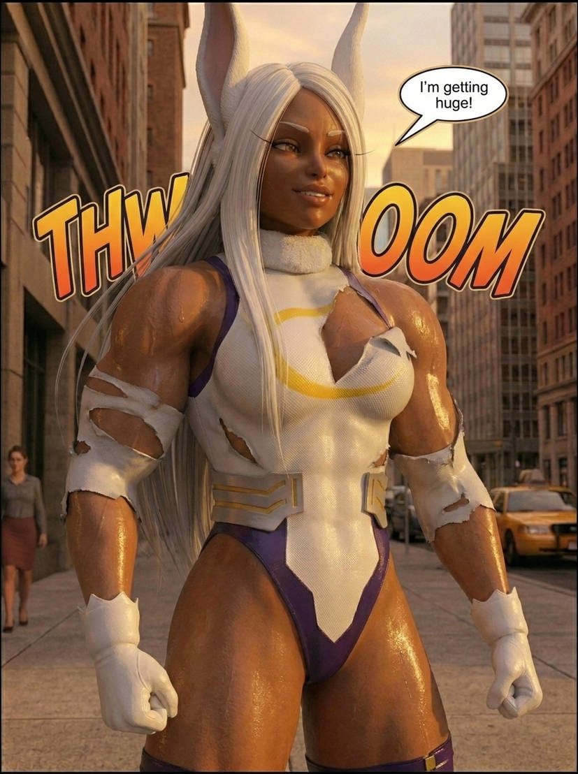 Mirko's Mega Quirk! Part 1, page 5 — AI female muscle growth comic
