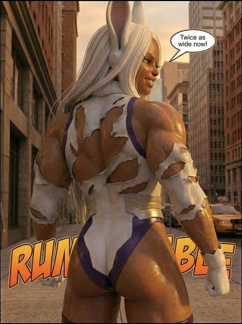 Mirko's Mega Quirk! Part 1, page 7 — AI female muscle growth comic