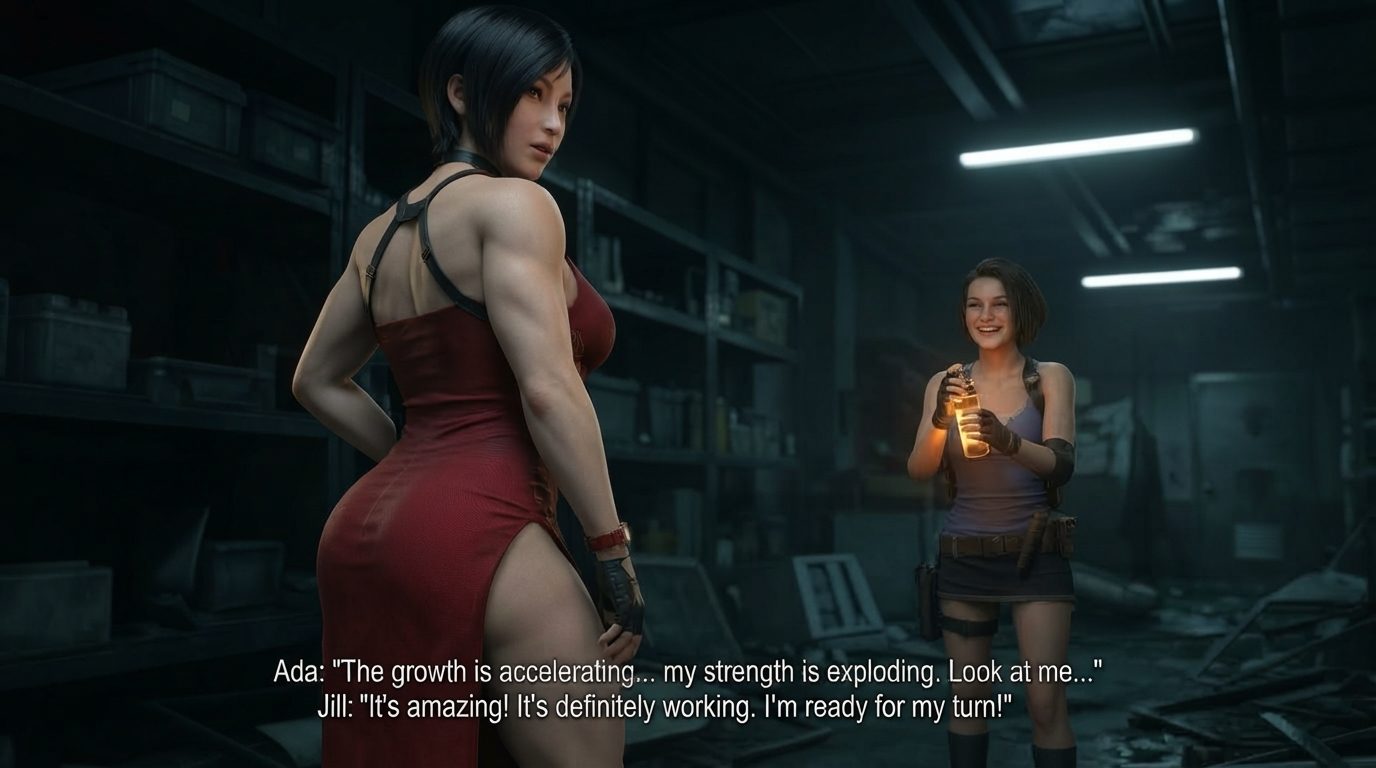 Muscle Herb Part 1, página 16 — cómic de crecimiento muscular femenino con IA