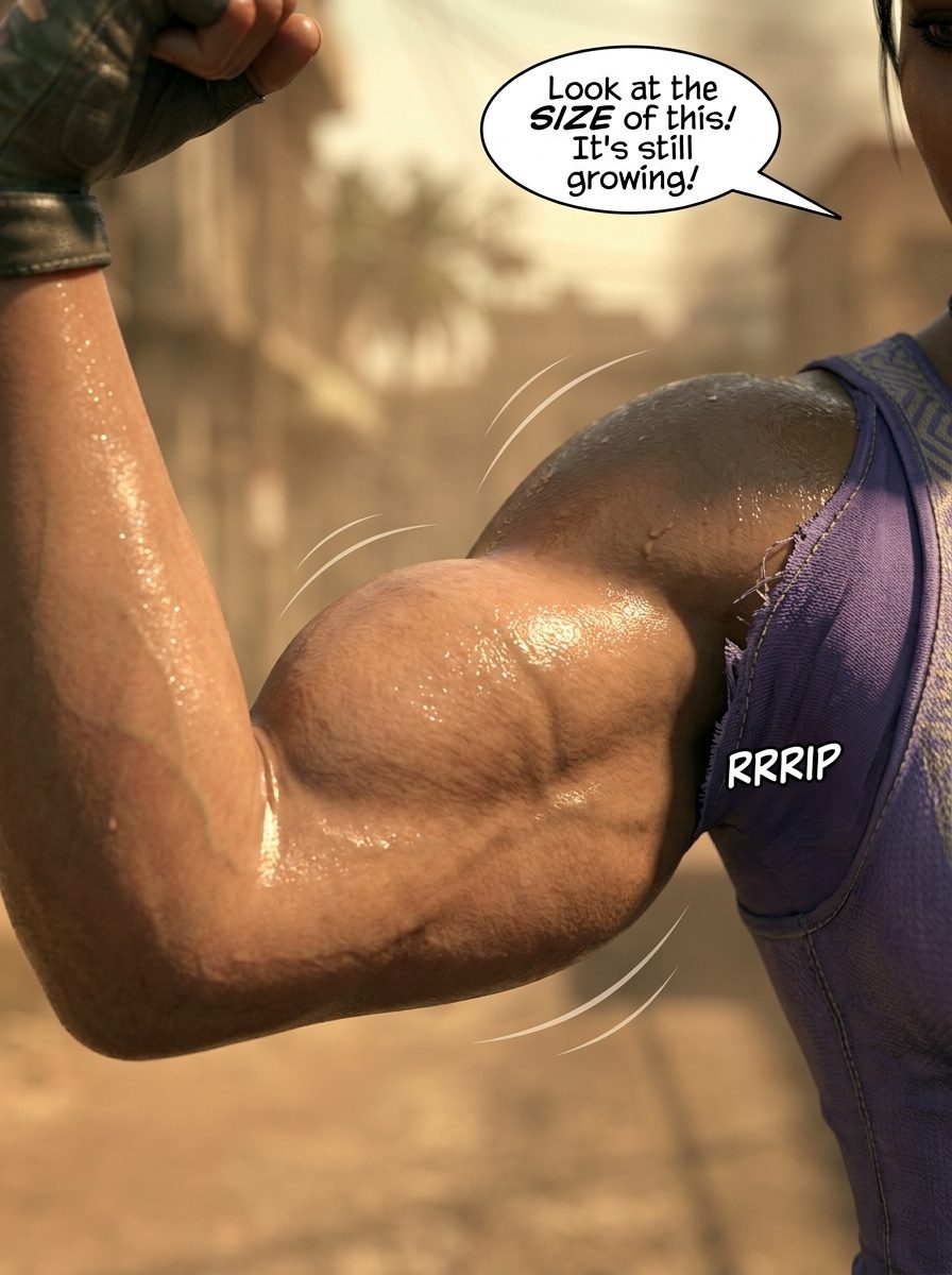 Muscle Virus Part 1, page 3 — AI female muscle growth comic