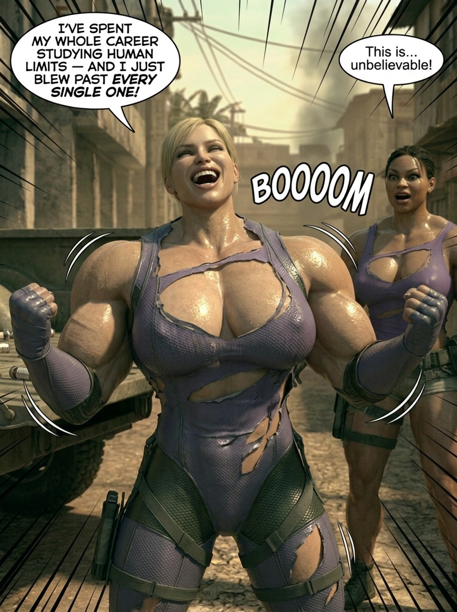 Muscle Virus Part 1, page 10 — AI female muscle growth comic