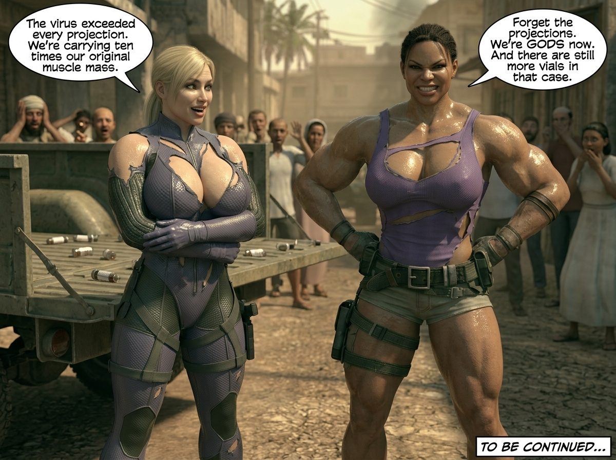 Muscle Virus Part 1, page 11 — AI female muscle growth comic