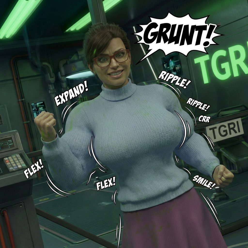 Oozed Part 1, page 6 — AI female muscle growth comic